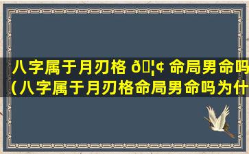 八字属于月刃格 🦢 命局男命吗（八字属于月刃格命局男命吗为什么）